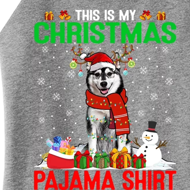 Cute This Is My Christmas Santa Siberian Husky Dog Xmas Gift Women’s Perfect Tri Rocker Tank