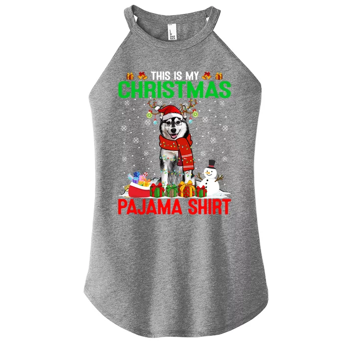 Cute This Is My Christmas Santa Siberian Husky Dog Xmas Gift Women’s Perfect Tri Rocker Tank