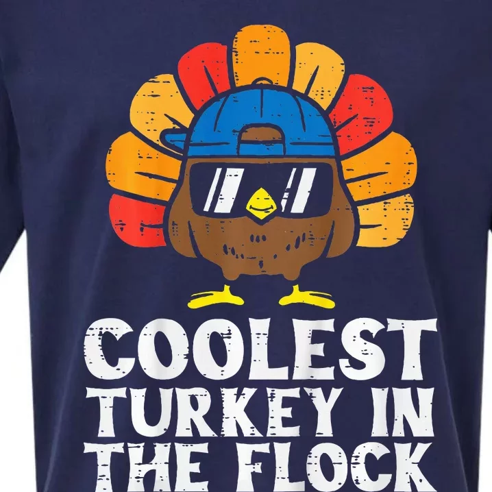 Coolest Turkey In The Flock Thanksgiving Sueded Cloud Jersey T-Shirt