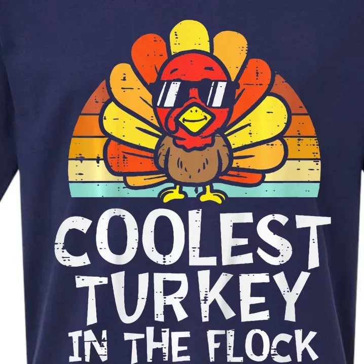 Coolest Turkey In The Flock Thanksgiving Sueded Cloud Jersey T-Shirt