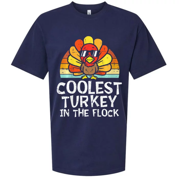 Coolest Turkey In The Flock Thanksgiving Sueded Cloud Jersey T-Shirt