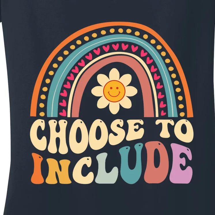 Choose To Include For Autism Teacher Special Education SPED Women's V-Neck T-Shirt