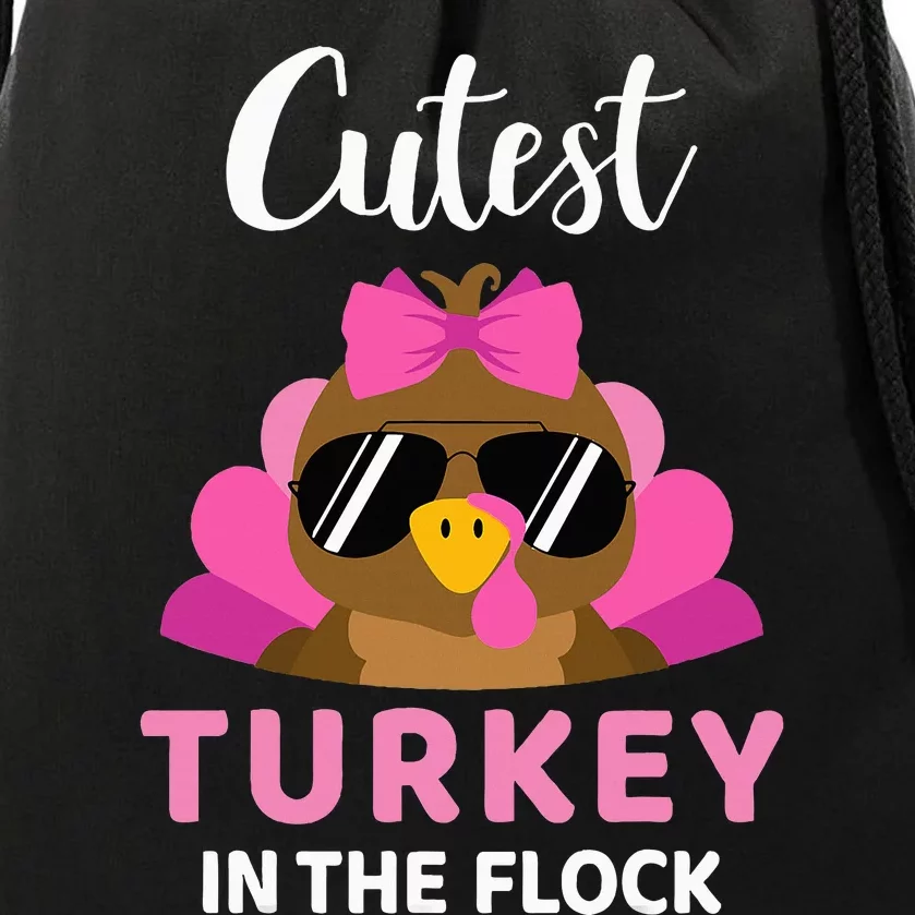 Cutest Turkey In The Flock Thanksgiving Drawstring Bag