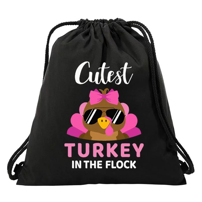 Cutest Turkey In The Flock Thanksgiving Drawstring Bag