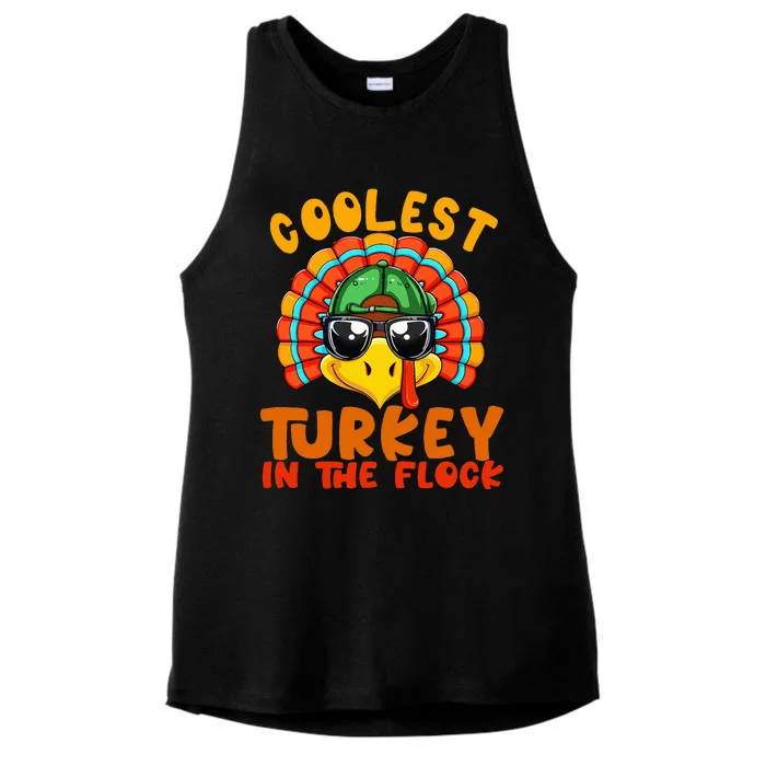 Coolest Turkey In The Flock Thanksgiving Gift Ladies Tri-Blend Wicking Tank