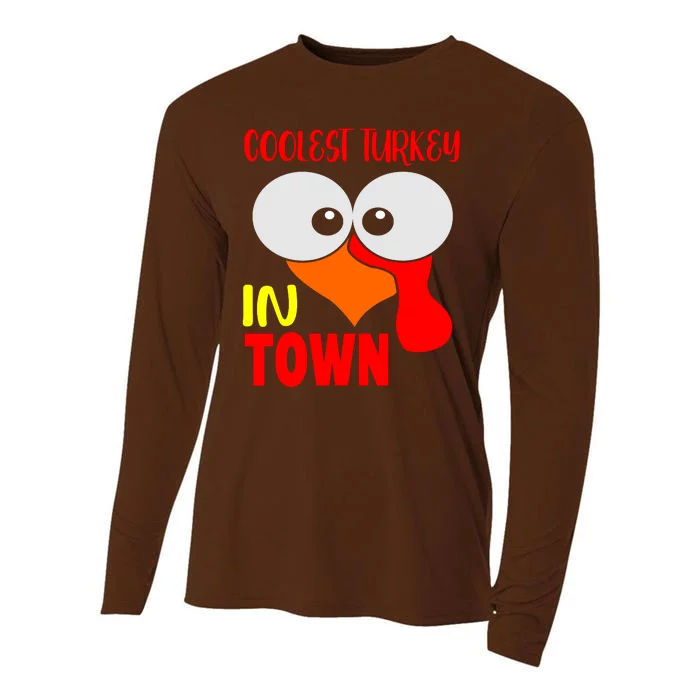 Coolest Turkey In Town Funny Thanksgiving Cooling Performance Long Sleeve Crew