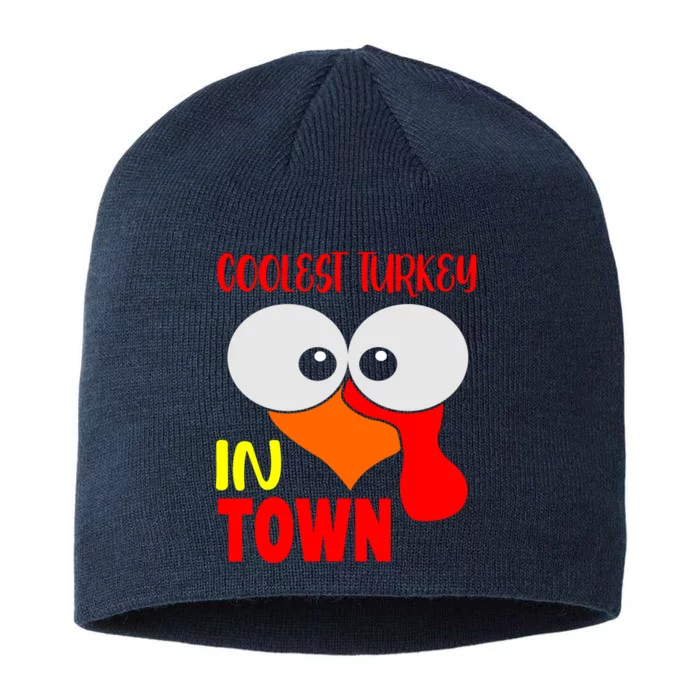 Coolest Turkey In Town Funny Thanksgiving 8 1/2in Sustainable Knit Beanie