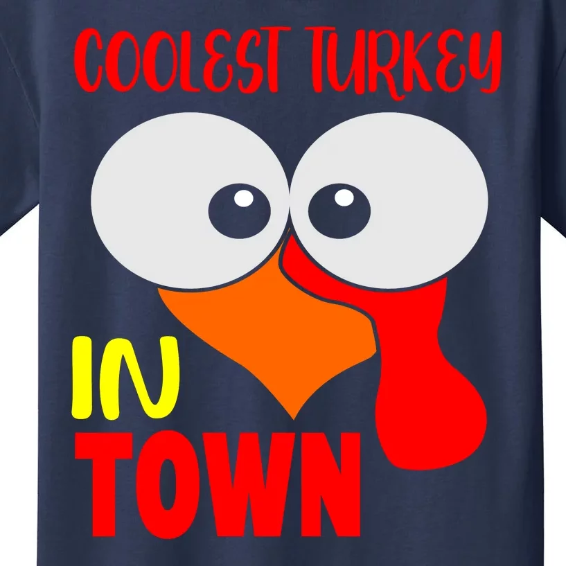 Coolest Turkey In Town Funny Thanksgiving Kids T-Shirt