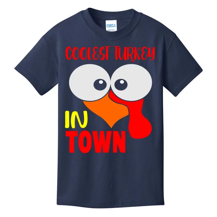 Coolest Turkey In Town Funny Thanksgiving Kids T-Shirt