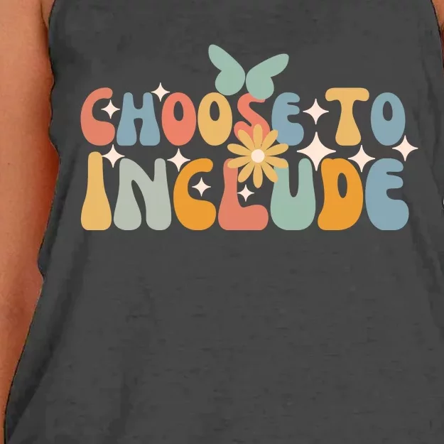 Choose To Include Special Education Floral Butterfly Women's Knotted Racerback Tank