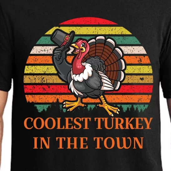 Coolest Turkey In The Town Thanksgiving Funny Funny Gift Pajama Set