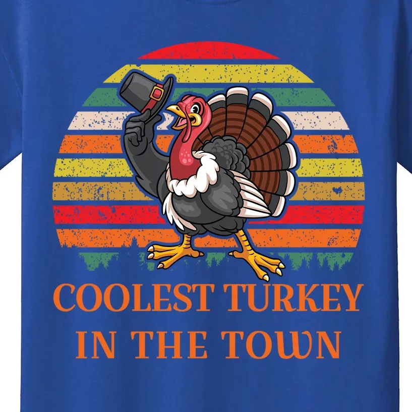 Coolest Turkey In The Town Thanksgiving Funny Funny Gift Kids T-Shirt