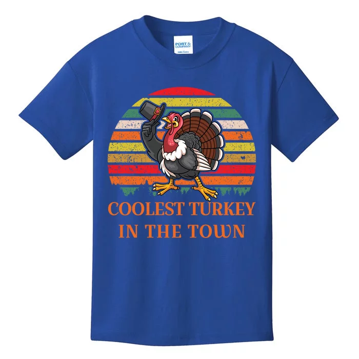 Coolest Turkey In The Town Thanksgiving Funny Funny Gift Kids T-Shirt