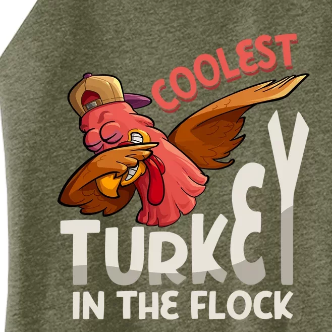 Coolest Turkey In The Town Cool Gift Thanksgiving Dabbing Turkey Gift Women’s Perfect Tri Rocker Tank