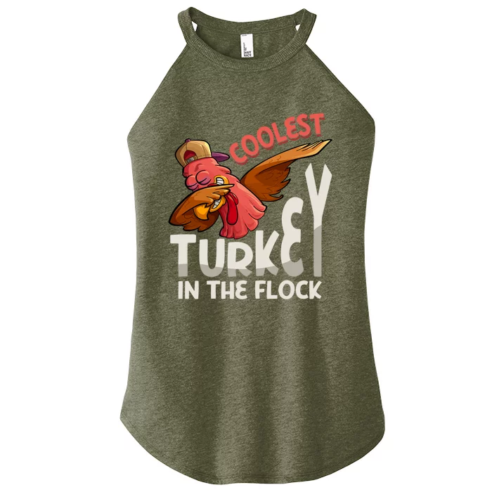 Coolest Turkey In The Town Cool Gift Thanksgiving Dabbing Turkey Gift Women’s Perfect Tri Rocker Tank