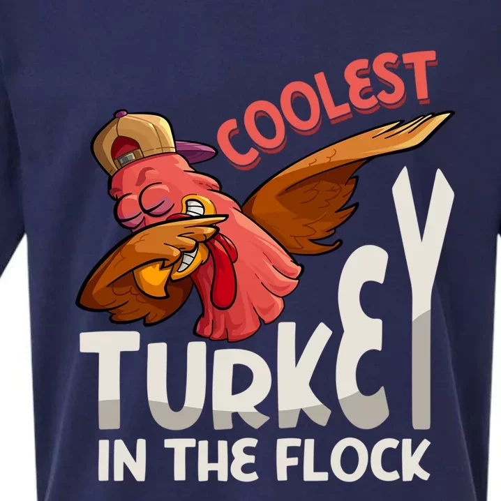 Coolest Turkey In The Town Cool Gift Thanksgiving Dabbing Turkey Gift Sueded Cloud Jersey T-Shirt