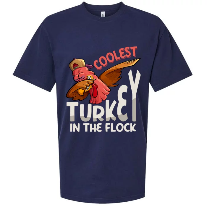 Coolest Turkey In The Town Cool Gift Thanksgiving Dabbing Turkey Gift Sueded Cloud Jersey T-Shirt