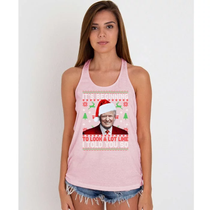 Christmas Trump Its Beginning To Look A Lot Like You Miss Me Gift Women's Knotted Racerback Tank