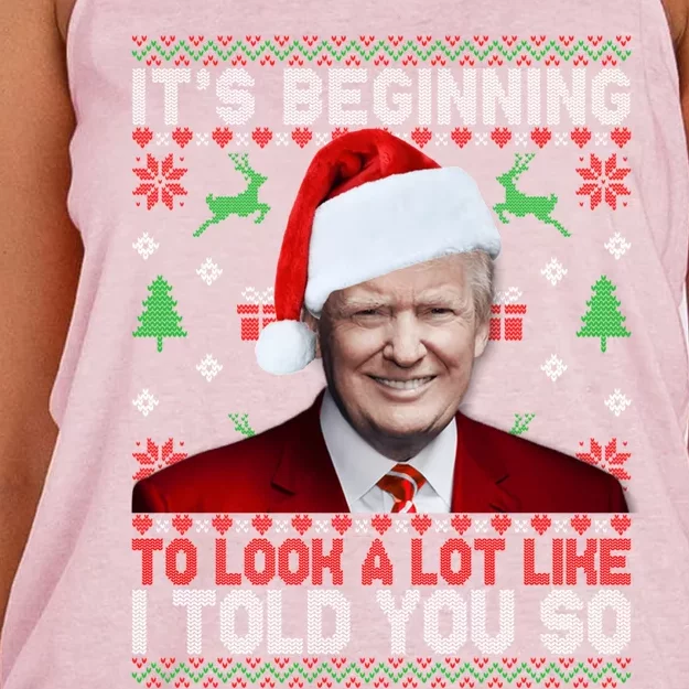 Christmas Trump Its Beginning To Look A Lot Like You Miss Me Gift Women's Knotted Racerback Tank