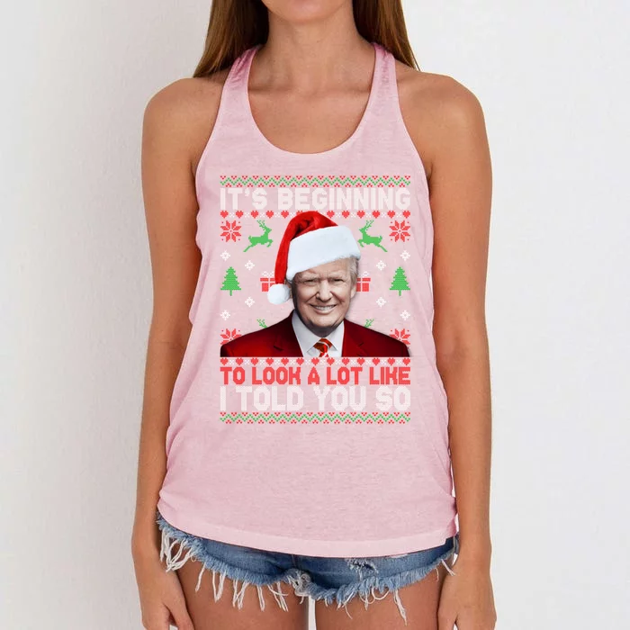 Christmas Trump Its Beginning To Look A Lot Like You Miss Me Gift Women's Knotted Racerback Tank