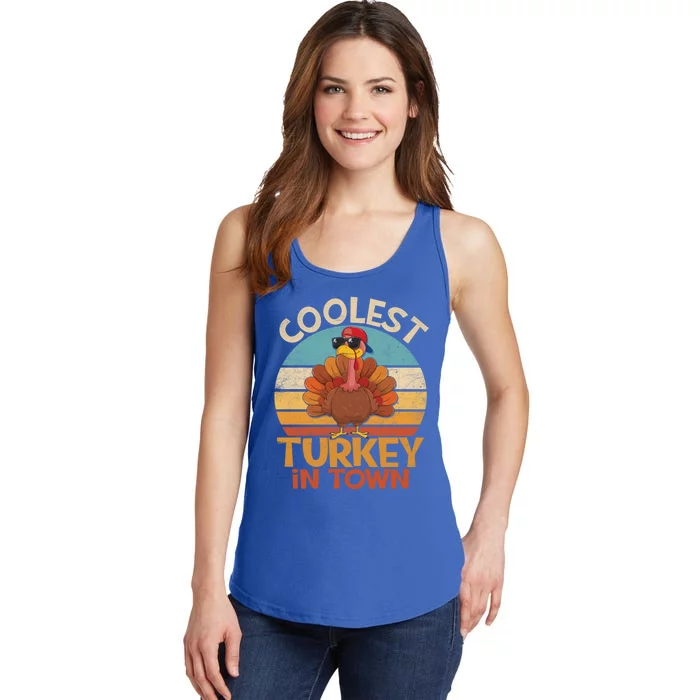 Coolest Turkey In Town Dabbing Turkey Thanksgiving Day Gift Ladies Essential Tank