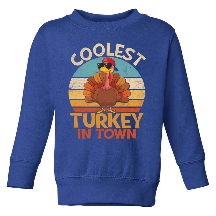 Coolest Turkey In Town Dabbing Turkey Thanksgiving Day Gift Toddler Sweatshirt