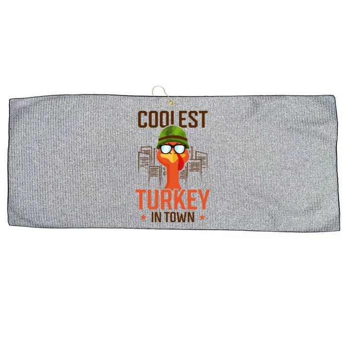 Coolest Turkey In Town Design Thanksgiving Soldier Gift Large Microfiber Waffle Golf Towel