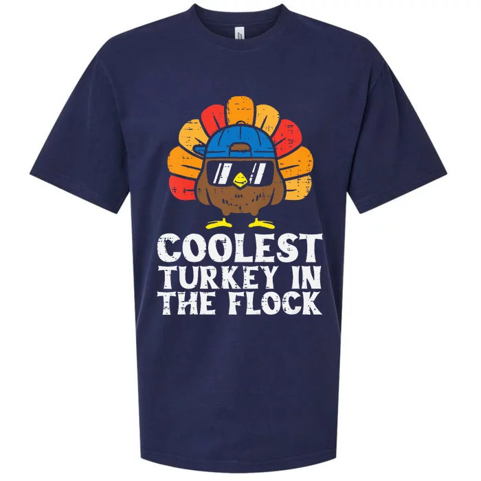 Coolest Turkey In The Flock Thanksgiving Sueded Cloud Jersey T-Shirt