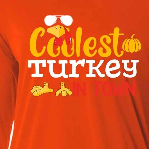 Coolest Turkey In Town Fall Autumn Matching Thanksgiving Day Great Gift Cooling Performance Long Sleeve Crew