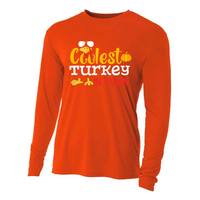 Coolest Turkey In Town Fall Autumn Matching Thanksgiving Day Great Gift Cooling Performance Long Sleeve Crew