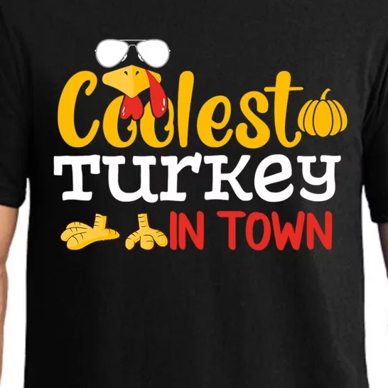 Coolest Turkey In Town Fall Autumn Matching Thanksgiving Day Great Gift Pajama Set