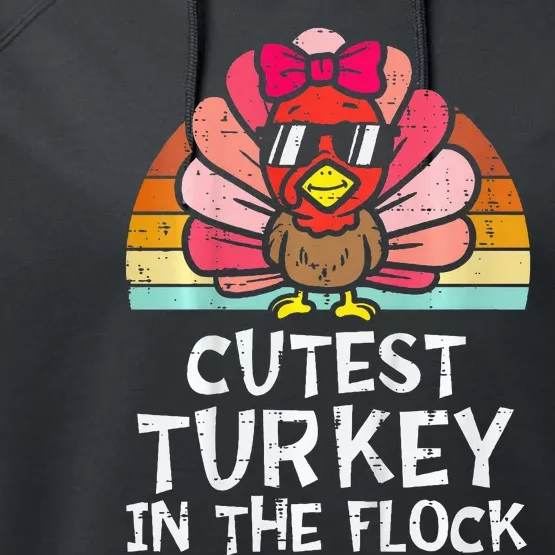 Cutest Turkey In The Flock Retro Thanksgiving Performance Fleece Hoodie