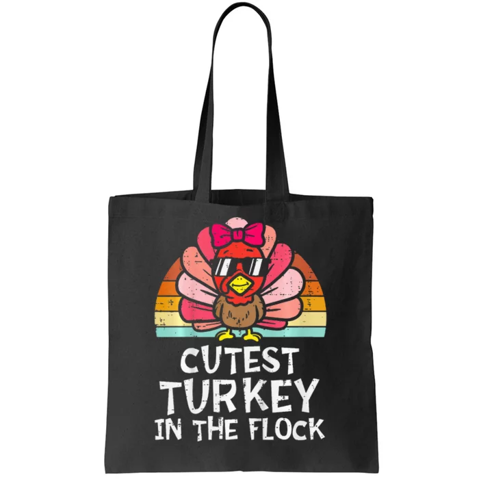 Cutest Turkey In The Flock Retro Thanksgiving Tote Bag