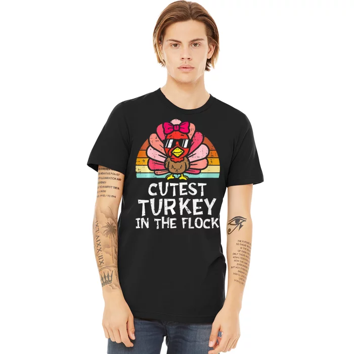 Cutest Turkey In The Flock Retro Thanksgiving Premium T-Shirt