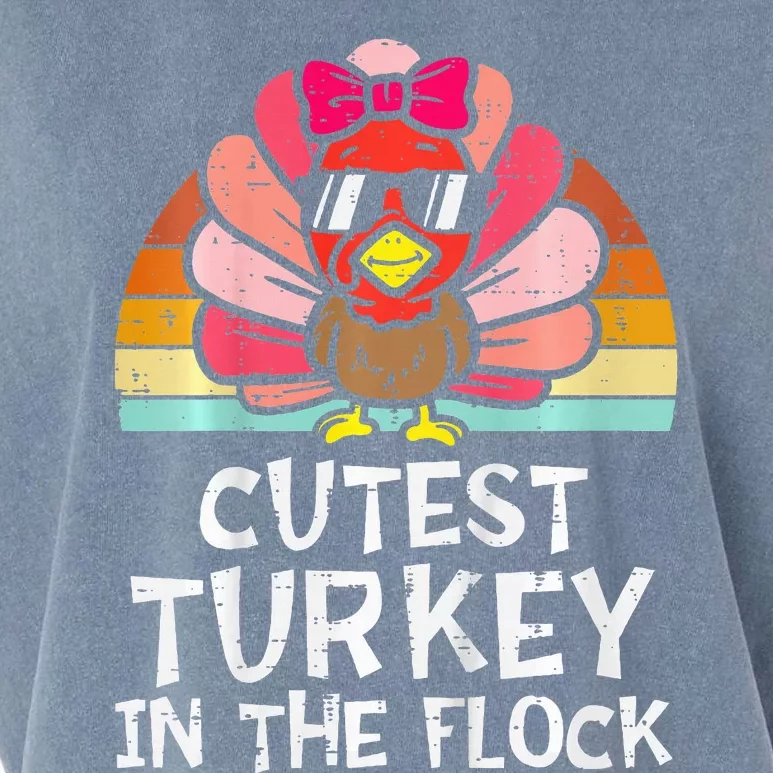 Cutest Turkey In The Flock Retro Thanksgiving Garment-Dyed Women's Muscle Tee