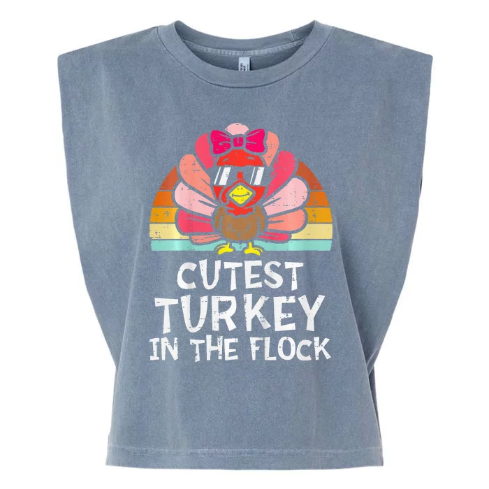 Cutest Turkey In The Flock Retro Thanksgiving Garment-Dyed Women's Muscle Tee