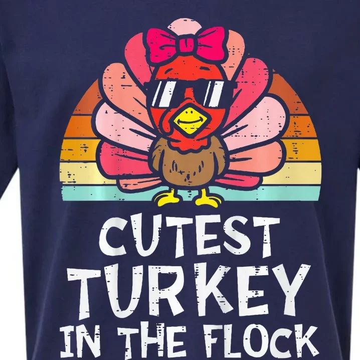 Cutest Turkey In The Flock Retro Thanksgiving Sueded Cloud Jersey T-Shirt