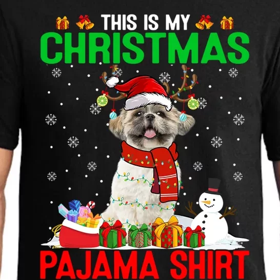 Cute This Is My Christmas Santa Shih Tzu Dog Xmas Gift Pajama Set