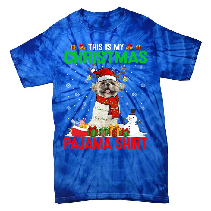 Cute This Is My Christmas Santa Shih Tzu Dog Xmas Gift Tie-Dye T-Shirt