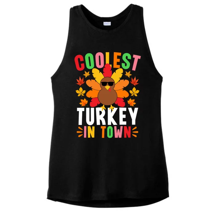 Coolest Turkey In Town Cute Gift Funny Turkey Thanksgiving Gift Ladies Tri-Blend Wicking Tank