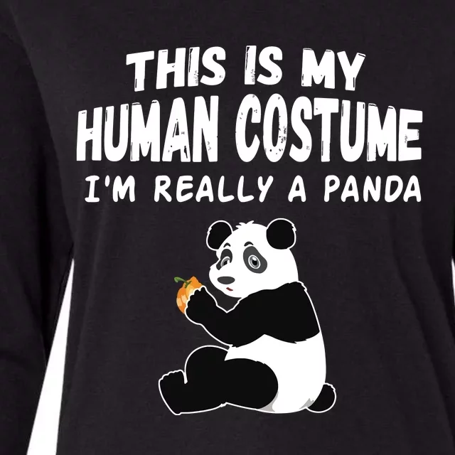 Cute This Is My Human Costume I'm Really A Panda Halloween Womens Cotton Relaxed Long Sleeve T-Shirt