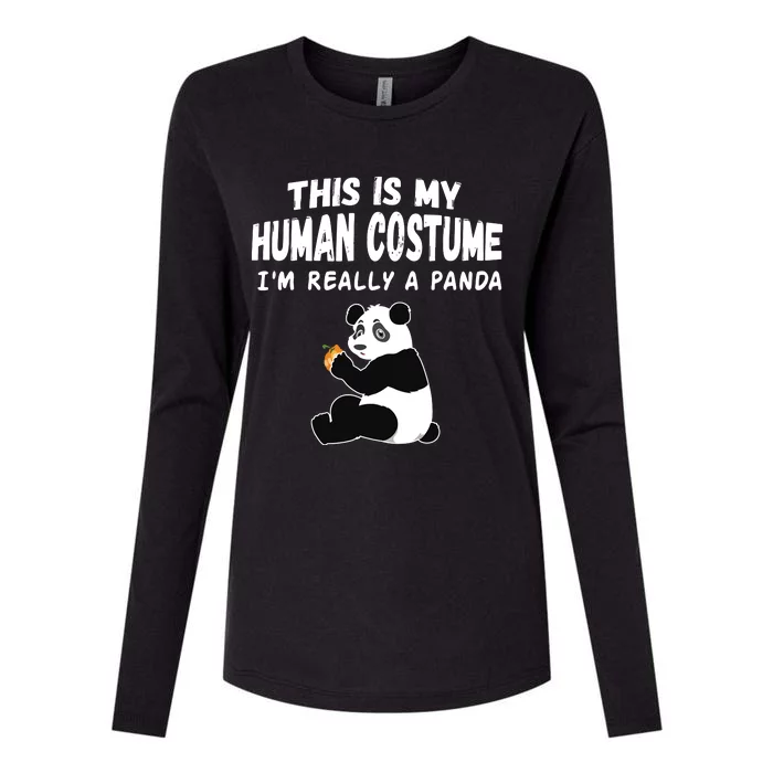 Cute This Is My Human Costume I'm Really A Panda Halloween Womens Cotton Relaxed Long Sleeve T-Shirt