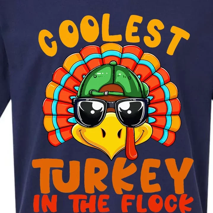 Coolest Turkey In The Flock Thanksgiving Gift Sueded Cloud Jersey T-Shirt