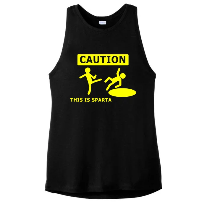 Caution This Is Sparta Ladies Tri-Blend Wicking Tank