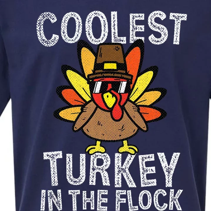 Coolest Turkey In The Flock  Thanksgiving Day Sueded Cloud Jersey T-Shirt