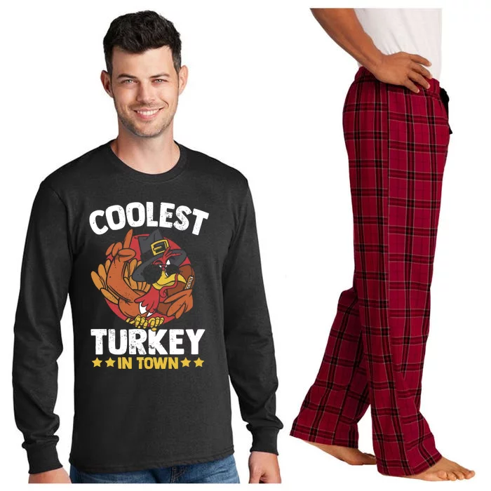 Coolest Turkey In Town Sunglasses Turkey Lover Great Gift Long Sleeve Pajama Set