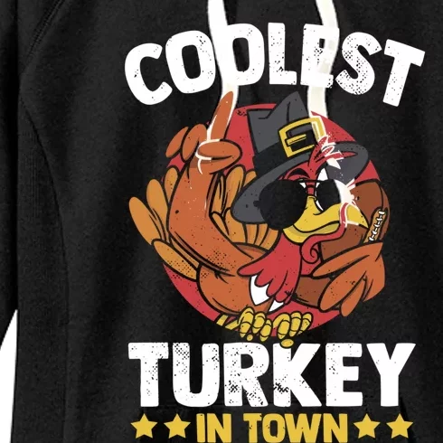 Coolest Turkey In Town Sunglasses Turkey Lover Great Gift Women's Fleece Hoodie