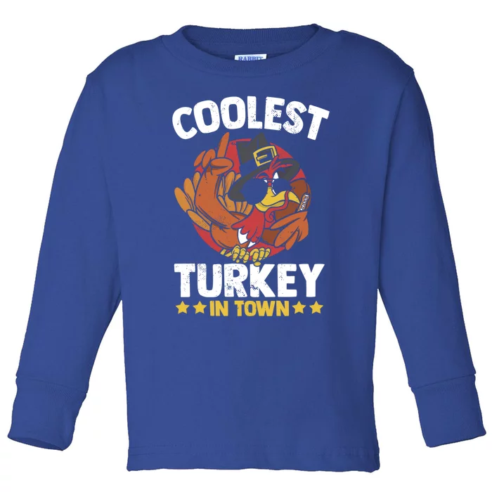 Coolest Turkey In Town Sunglasses Turkey Lover Great Gift Toddler Long Sleeve Shirt