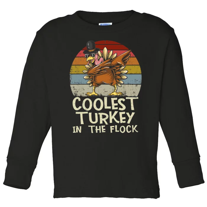 Coolest Turkey In The Flock Toddler Boys Thanksgiving Toddler Long Sleeve Shirt