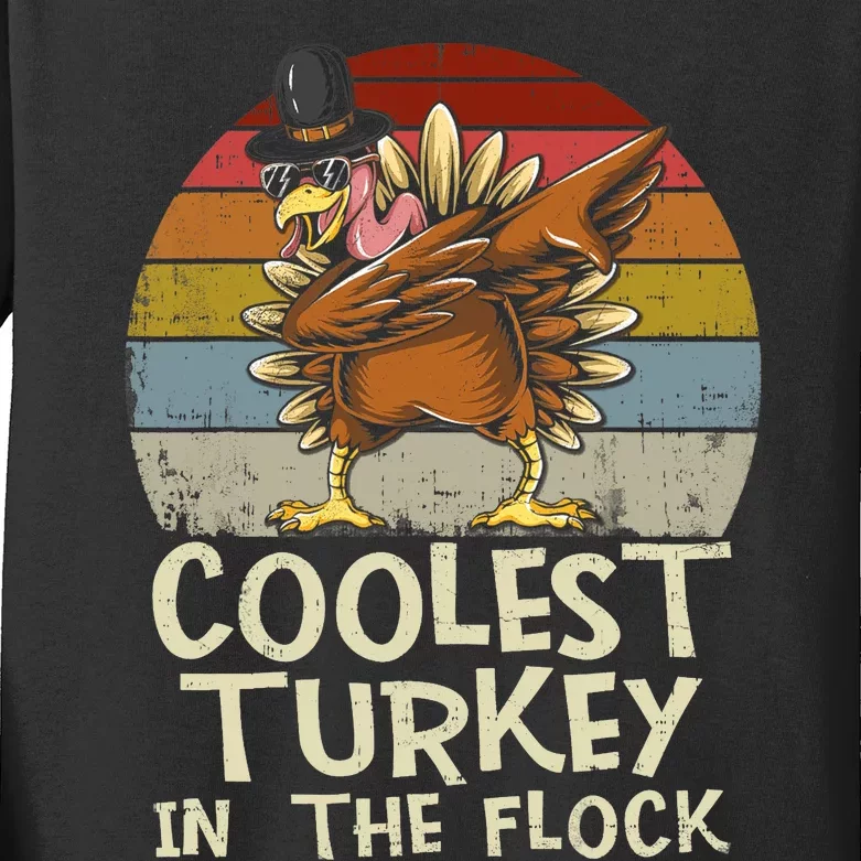 Coolest Turkey In The Flock Toddler Boys Thanksgiving Kids Long Sleeve Shirt